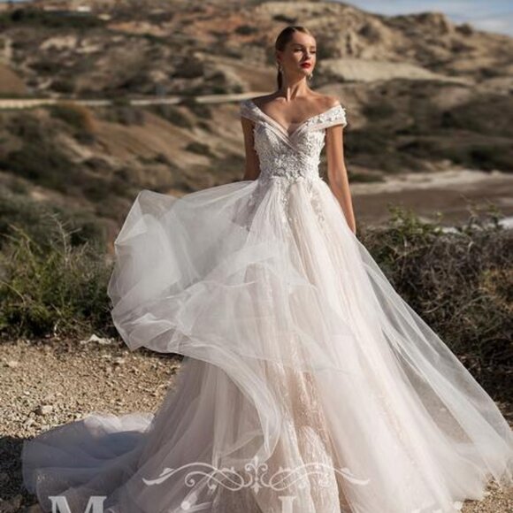 Monica Loretti "Lazzara" Wedding Gown-Size 14 - Picture 1 of 3